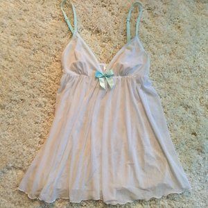 Gilligan O'Malley baby doll lingerie white blue/green slip intimate SZ medium